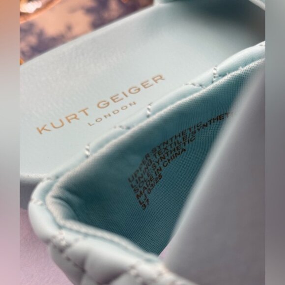 🆕 KURT GEIGER LONDON 🧿 NWOB Meena Eagle Quilted Slides, Blue - Sz EU 37 US 7 - Picture 10 of 14